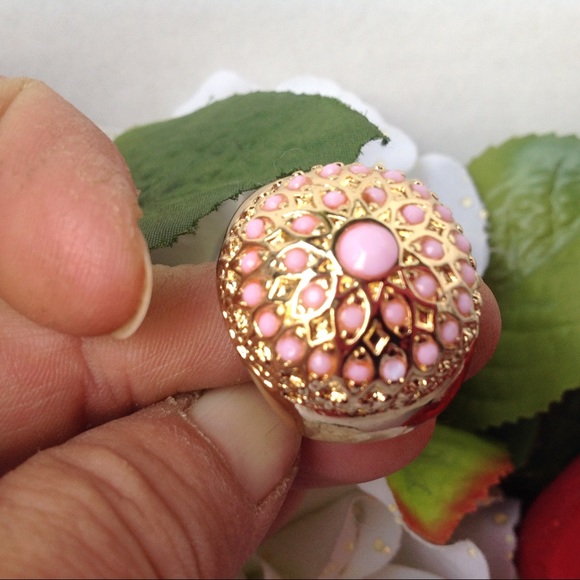 Dome Ring Pink Gold Geometric  Costume Jewelry - Picture 9 of 9